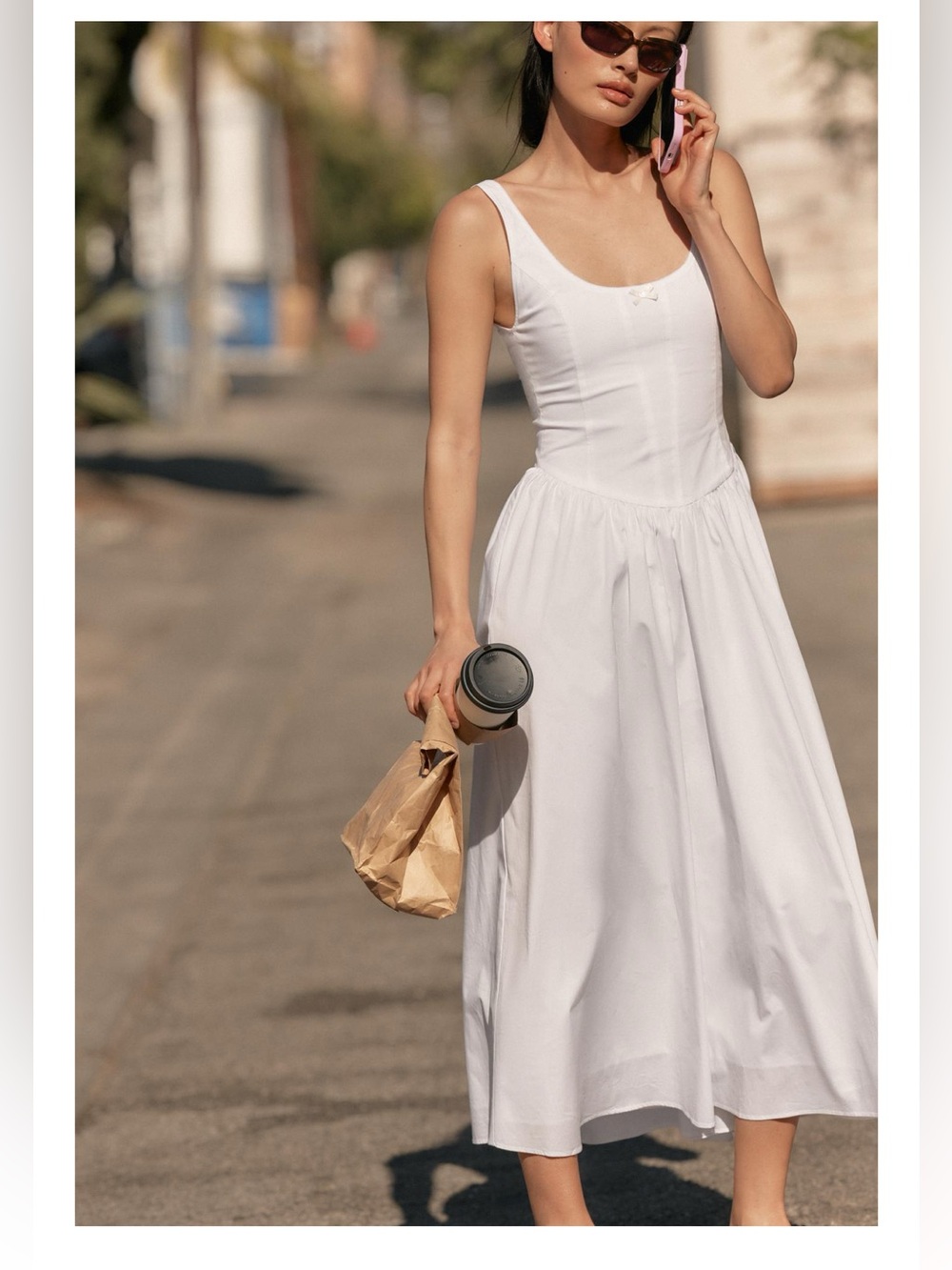ZARA CORSET-STYLE POPLIN MIDI DRESS - Picture 3 of 16